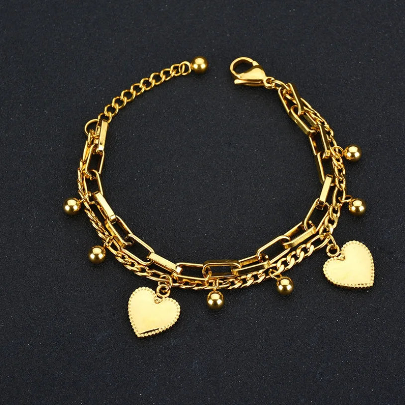 Love Heart Charm Chain Bracelet