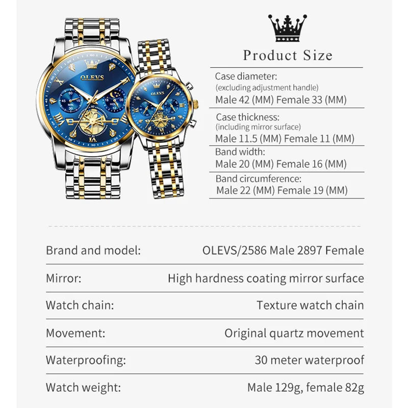 OLEVS Lovers Couple Watch Set