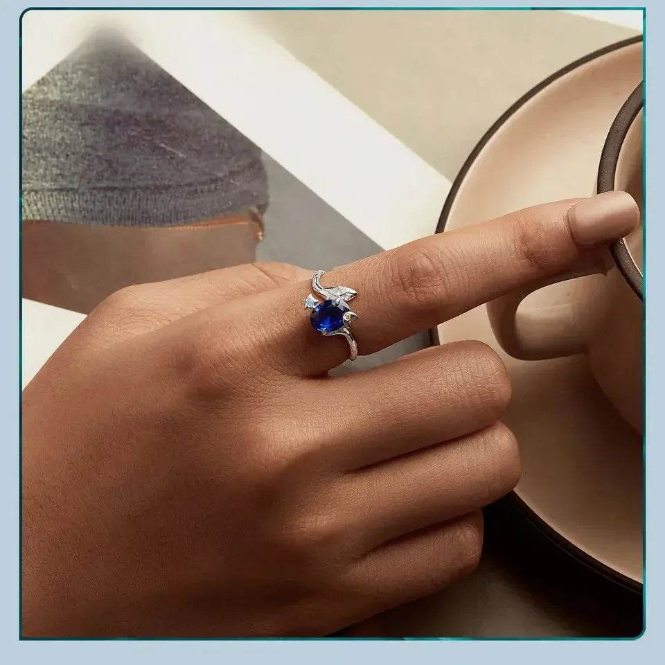 Snake with Star and Moon Ring - Luxe Box Store