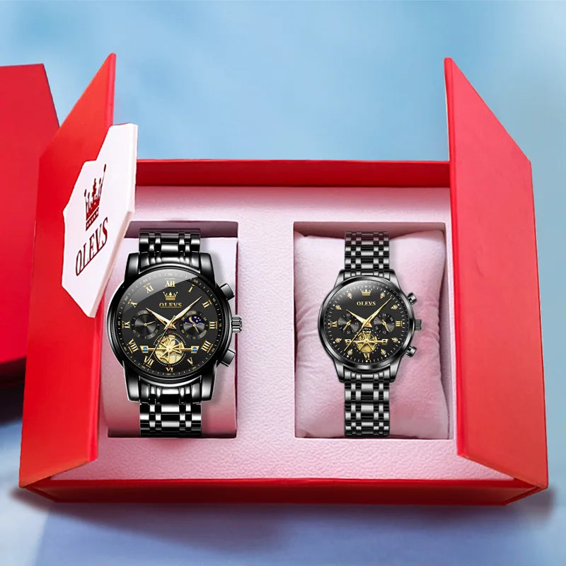 OLEVS Lovers Couple Watch Set