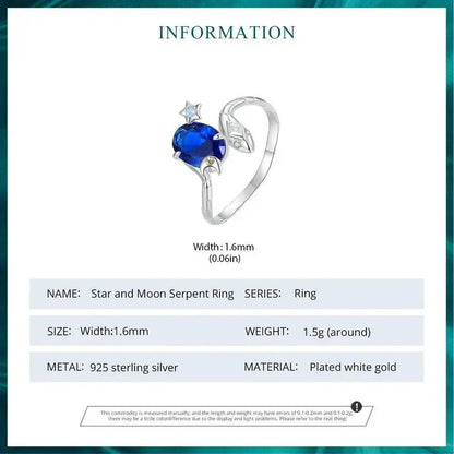 Snake with Star and Moon Ring - Luxe Box Store