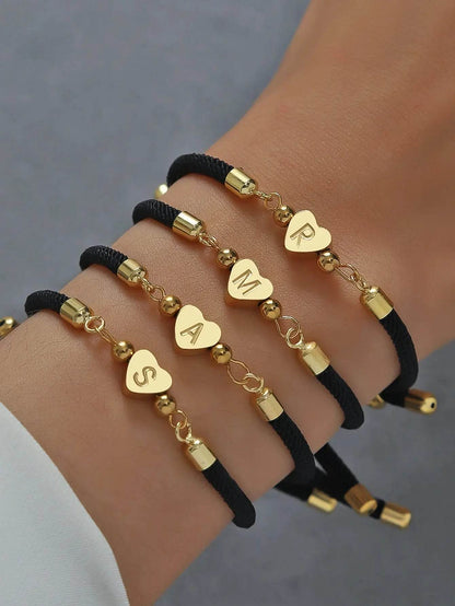 A-Z Heart Initial Letter Bracelet - Luxe Box Store