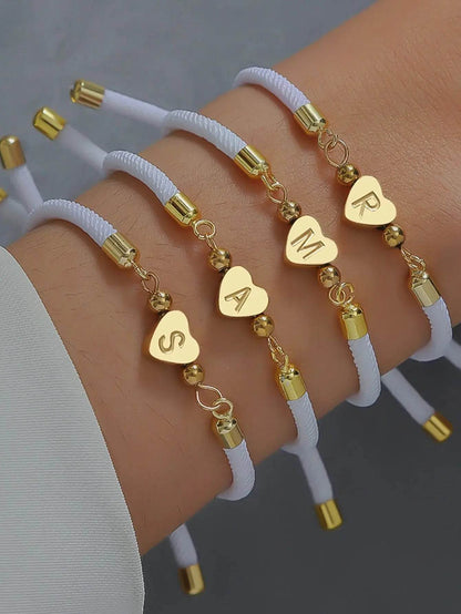 A-Z Heart Initial Letter Bracelet - Luxe Box Store